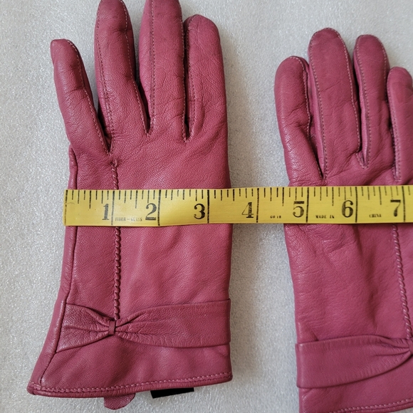 Vintage Elegant Mauve Leather Gloves Lined S-M - Picture 10 of 10